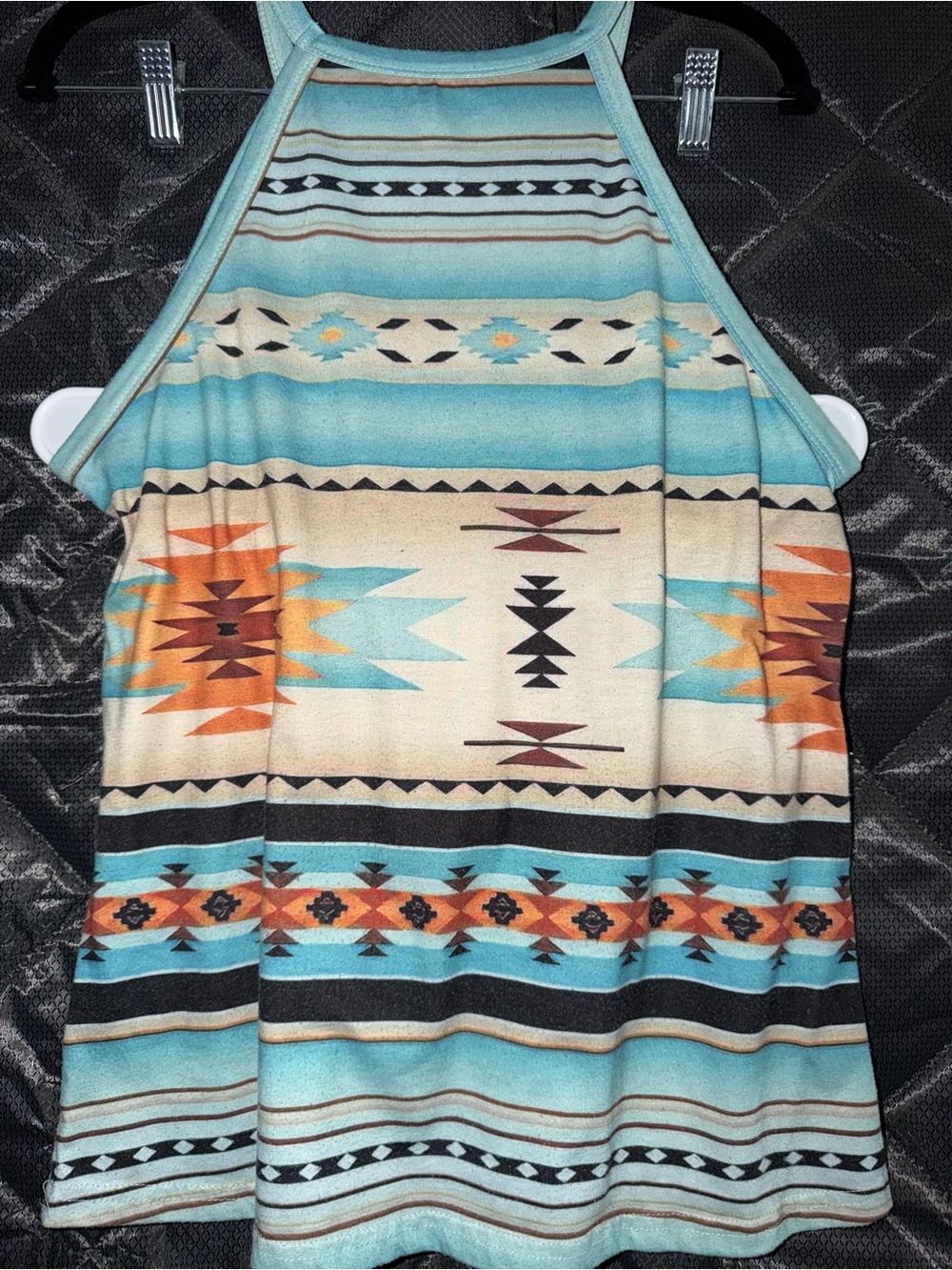 Turquoise Aztec Halter Tank Top - Women's Sleeveless Knit
